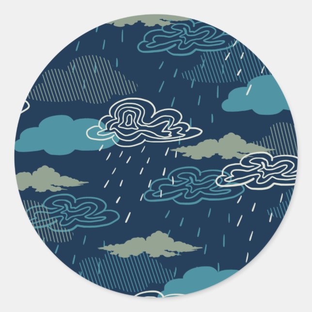 Sticker Rond Nuit de pluie foncée (Devant)