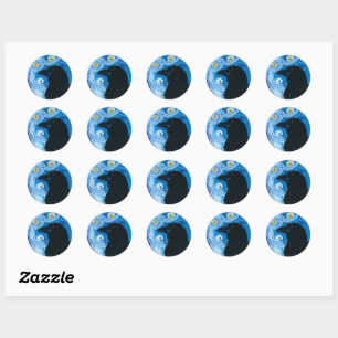 Sticker Rond Nuit de Van Crow Starry