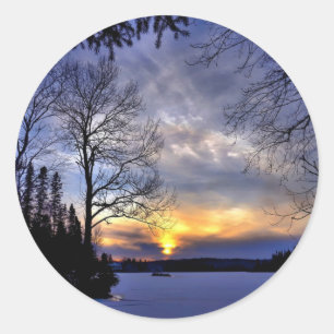 Sticker Rond Nuit d'hiver gelée