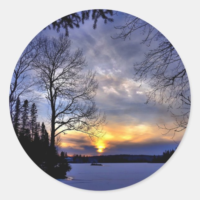 Sticker Rond Nuit d'hiver gelée (Devant)