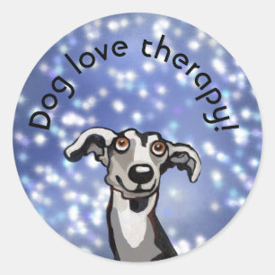Sticker Rond nuit étoile blanche, amour chien