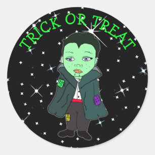 Sticker Rond Nuit étoilée d'Halloween Kid Vampire