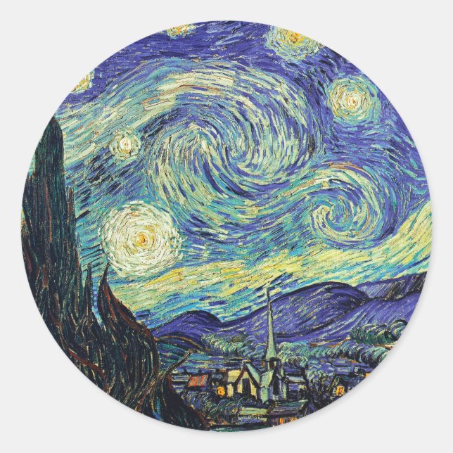 Sticker Rond Nuit étoilée par van Gogh (Devant)
