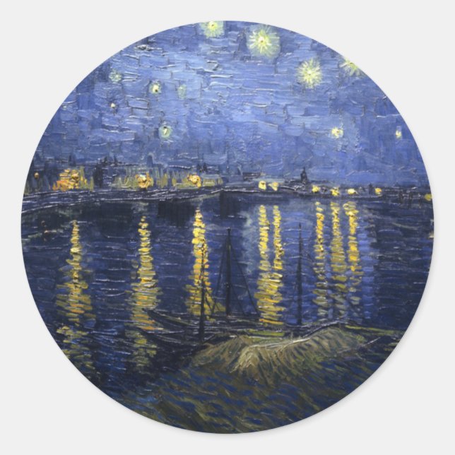Sticker Rond Nuit étoilée sur le Rhône (Devant)