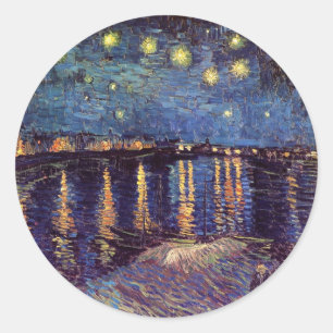 Sticker Rond Nuit étoilée sur le Rhône par Vincent van Gogh