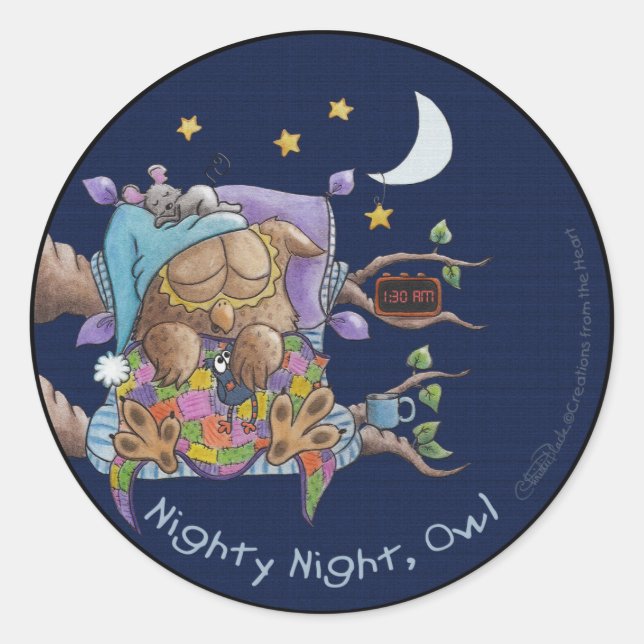 Sticker Rond Nuit, Hibou (Devant)