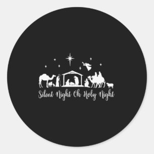 Sticker Rond Nuit silencieuse Sainte Nuit Scène de la Nativité
