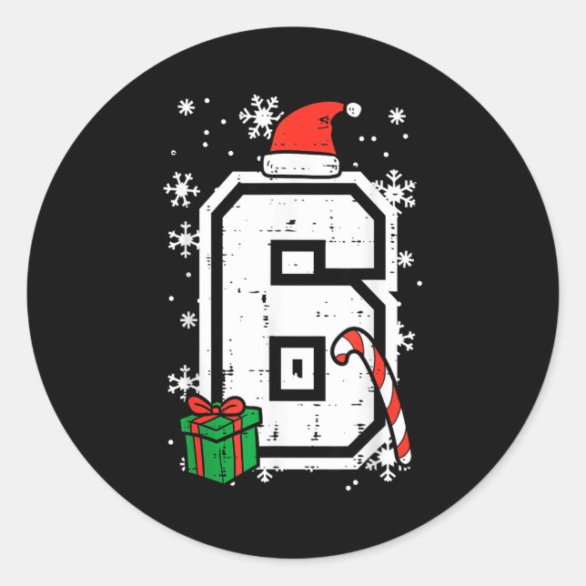 Sticker Rond Number 6 Christmas 6 7 Xmas Matching 67 Meme Men W (Devant)