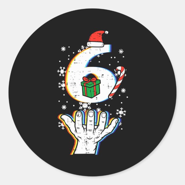 Sticker Rond Number 6 Matching 67 Meme Christmas 6 7 Xmas Men W (Devant)