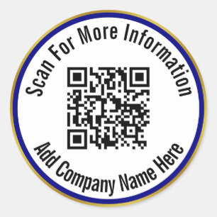 Sticker Rond Numériser le code QR pour Info Navy bleu blanc et 