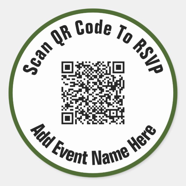 Sticker Rond Numériser le code QR vers l'événement RSVP Noir bl (Devant)