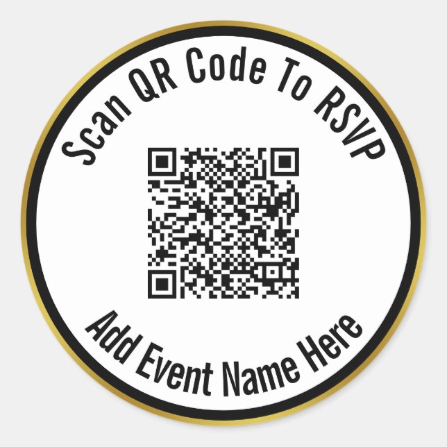 Sticker Rond Numériser le code QR vers RSVP Nom de l'événement  (Devant)