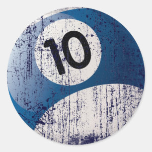 STICKER ROND NUMÉRO 10 BILLIARDS BALL - STYLE ÉRODÉE