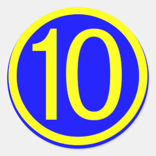 Sticker Rond numéro 10 en cercle, arrière - plan bleu