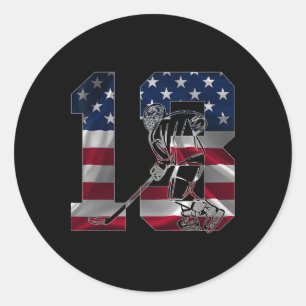 Sticker Rond Numéro 13 Ans Hockey sur glace 13e Anniversaire 