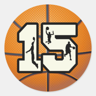 Sticker Rond Numéro 15 Basketball et joueurs