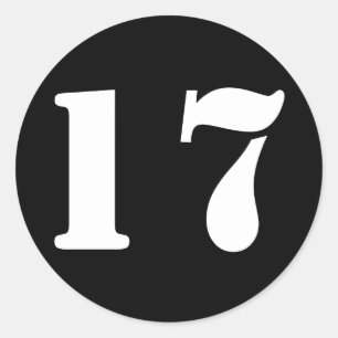 Sticker Rond Numéro 17 Dix-sept nombres de crayon noir par Janz