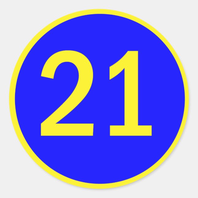 Sticker Rond numéro 21 dans un cercle (Devant)