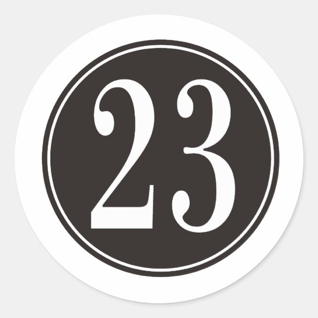 Sticker Rond Numéro 23 - Cercle noir (avant) (Devant)