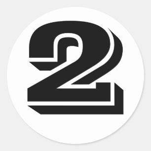 Sticker Rond Numéro 2 Deux Numéros Vineta par Janz White