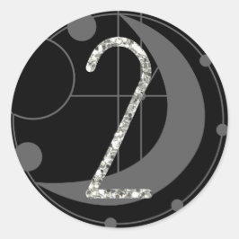 Sticker Rond Numéro 2 Monogramme à deux runes Géométrique Lune 