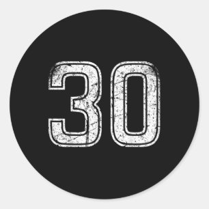 Sticker Rond Numéro #30 Sport Blanc Numéro Vintage