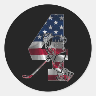Sticker Rond Numéro 4 Années Hockey sur glace 4e anniversaire (