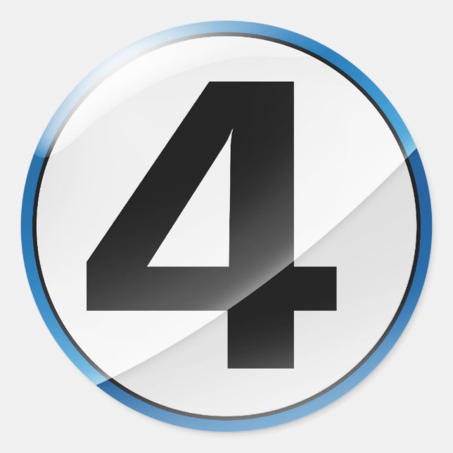 Sticker Rond Numéro 4 Baguette bleue (Devant)