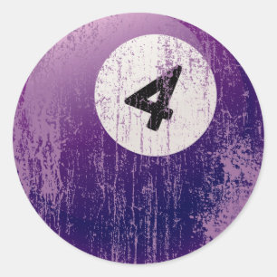 STICKER ROND NUMÉRO 4 BILLIARDS BALL - STYLE ÉRODÉE ET VIEILLIS