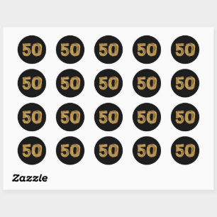 Sticker Rond Numéro 50 Cinquante Texte Iridescendant