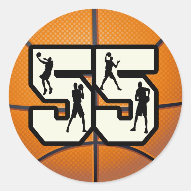 Sticker Rond Numéro 55 Basketball (Devant)