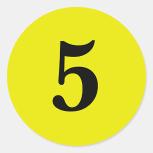 Sticker Rond Numéro 5 planification simple 5 jaune noir