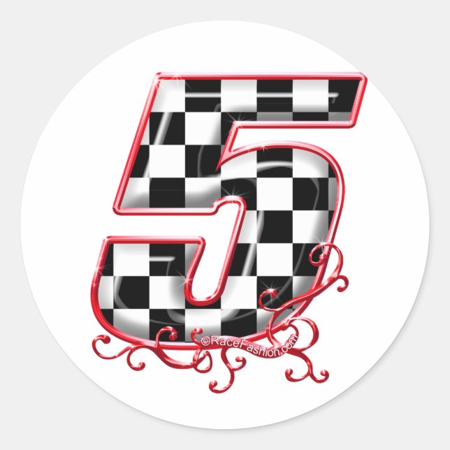Sticker Rond numéro 5 rouge (Devant)