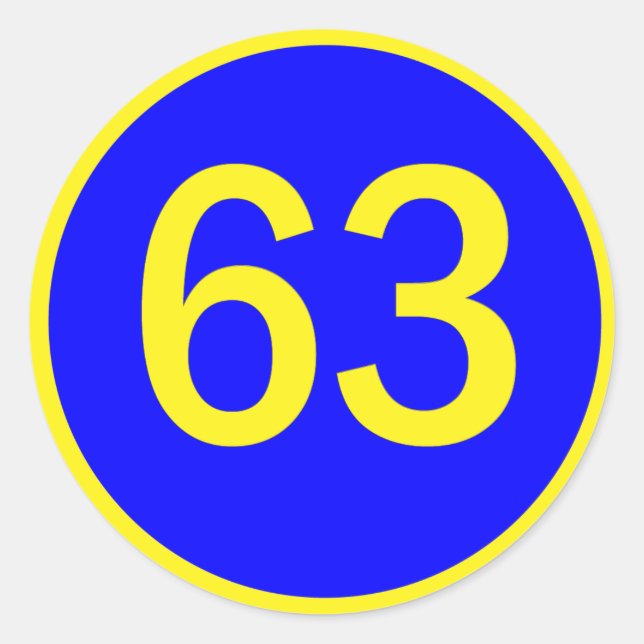Sticker Rond numéro, 63, dans un cercle (Devant)