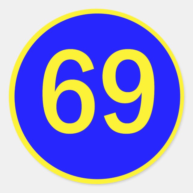 Sticker Rond numéro, 69, dans un cercle (Devant)