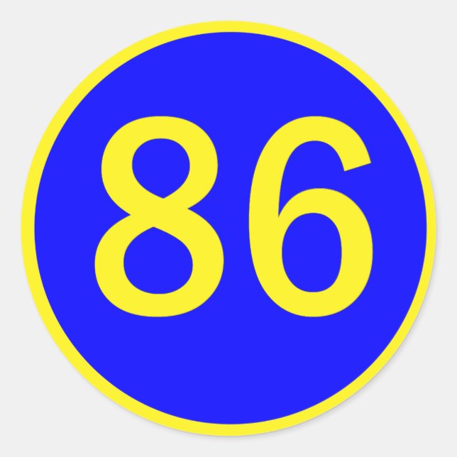 Sticker Rond numéro, 86, dans un cercle (Devant)
