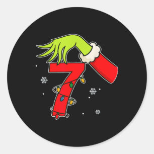 Sticker Rond Numéro amusant 7 Noël 67 Six Sept Mème Xmas Hommes