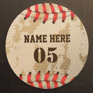 Sticker Rond Numéro de base-ball Vintage personnalisé Rétro