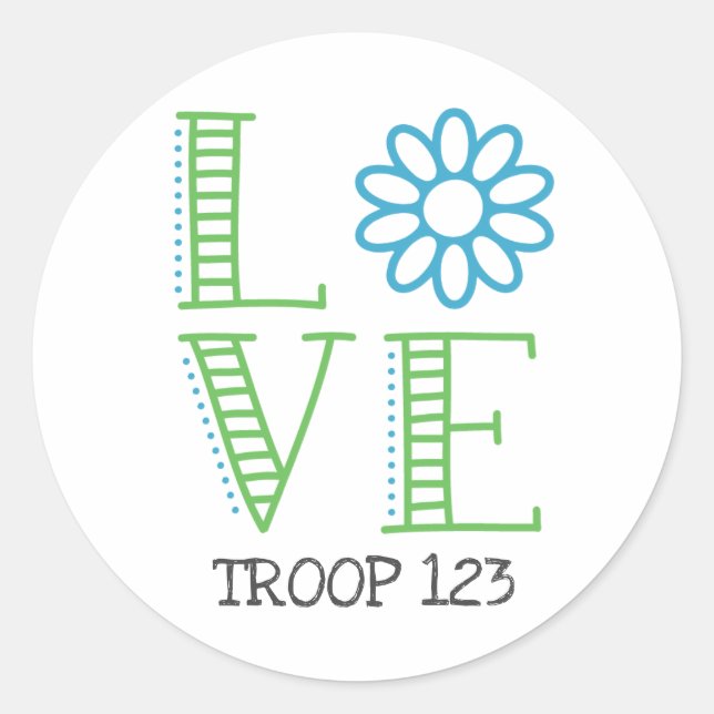 Sticker Rond Numéro de la troupe Daisy Scout Love (Devant)