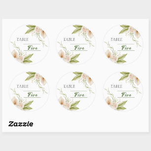 Sticker Rond Numéro de table aquarelle beige délicat
