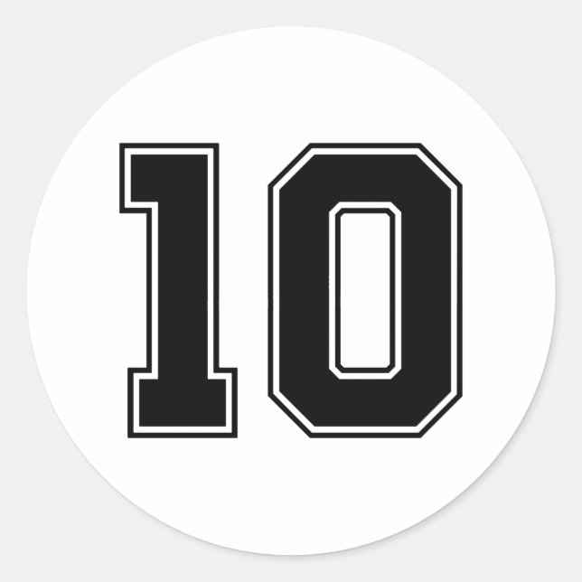 Sticker Rond Numéro Dix 10 Police Sport (Devant)