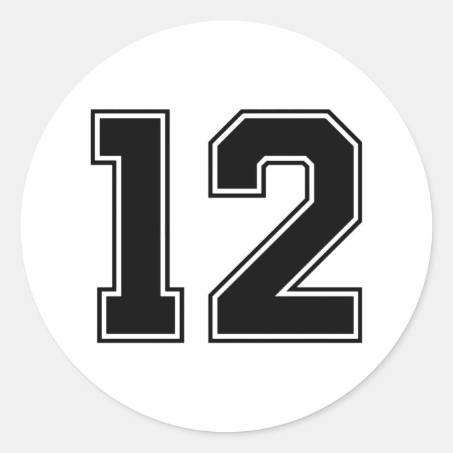 Sticker Rond Numéro Douze 12 Police Sport (Devant)