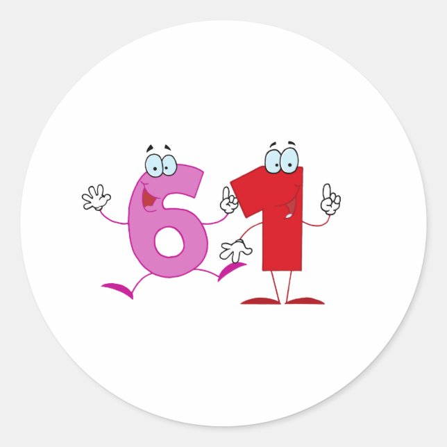 Sticker Rond Numéro heureux 61 (Devant)