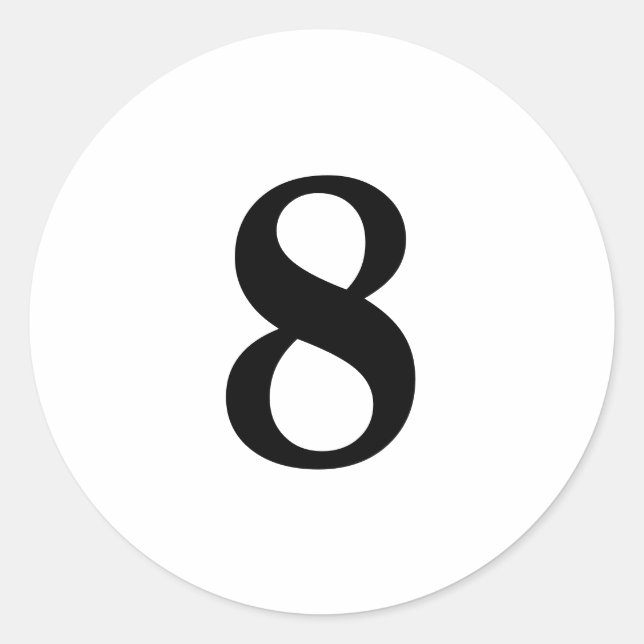 Sticker Rond Numéro Huit planification simple 8 blanc noir (Devant)