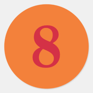 Sticker Rond Numéro Huit planification simple 8 orange rouge
