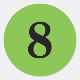 Sticker Rond Numéro Huit planification simple 8 vert noir