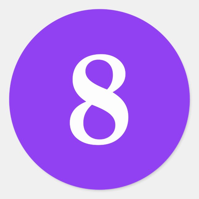 Sticker Rond Numéro Huit planification simple 8 violet blanc (Devant)