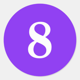 Sticker Rond Numéro Huit planification simple 8 violet blanc