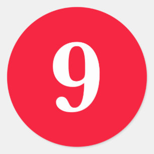 Sticker Rond Numéro Neuf fournitures de planification simple 9 
