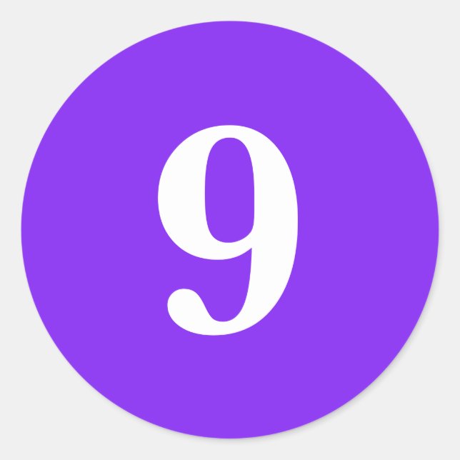 Sticker Rond Numéro Neuf planification simple 9 violet blanc (Devant)